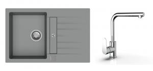 StrongSinks S3 Set zlew Vardar 780 780x500mm granit szary + Bateria  Stréva chr.