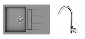 StrongSinks S3 Set zlew Vardar 780 780x500mm granit szary + Bateria Seina chrom