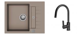 StrongSinks S3 Set zlew Vardar 615 615x500mm granit beż + Bateria Loira czarna
