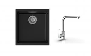 K-StrongSinks S3 Set zlew Hron 430x460mm granit czarny + Bateria Stréva chrom