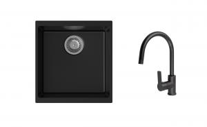 K-StrongSinks S3 Set zlew Hron 430x460mm granit czarny + Bateria Loira czarna