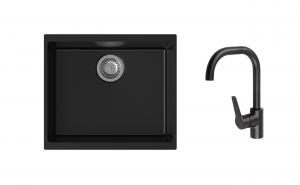 K-StrongSinks S3 Set zlew Hron 530x460mm granit czarny + Bateria Garonne czarna
