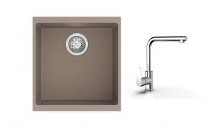 K-StrongSinks S3 Set zlew Hron 430x460mm granit brąz + Bateria  Stréva chrom