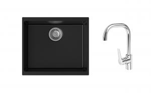 K-StrongSinks S3 Set zlew Hron 530x460mm granit czarny + Bateria Garonne chrom
