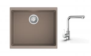 K-StrongSinks S3 Set zlew Hron 530x460mm granit brąz + Bateria  Stréva chrom