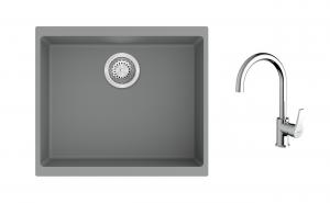 K-StrongSinks S3 Set zlew Hron 530x460mm granit szary + Bateria Rhona chrom