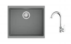 K-StrongSinks S3 Set zlew Hron 530x460mm granit szary + Bateria Seina chrom