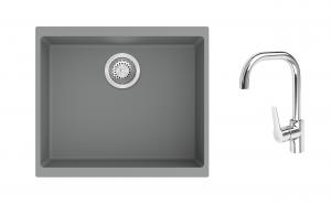 K-StrongSinks S3 Set zlew Hron 530x460mm granit szary + Bateria Garonne chrom