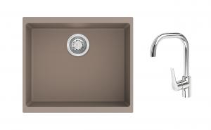 K-StrongSinks S3 Set zlew Hron 530x460mm granit brąz + Bateria Garonne chrom