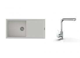 K-StrongSinks S3 zlew Labe 1000×500 mm granit biały + bateria Stréva chrom