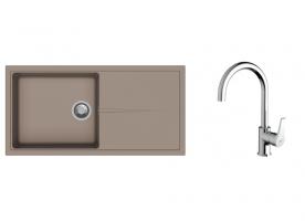K-StrongSinks S3 zlew Labe 1000×500 mm granit beżowy + bateria Rhona chrom