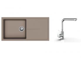 K-StrongSinks S3 zlew Labe 1000×500 mm granit beżowy + bateria Stréva chrom