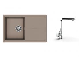 K-StrongSinks S3 zlew Labe 780x500mm granit beżowy + Bateria Stréva chrom