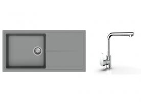 K-StrongSinks S3 zlew Labe 1000×500 mm granit szary + bateria Stréva chrom