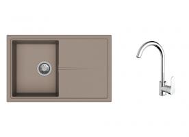 K-StrongSinks S3 zlew Labe 780x500mm granit beżowy + Bateria Seina chrom