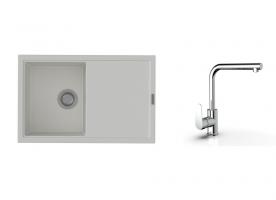 K-StrongSinks S3 zlew Labe 780x500mm granit biały + Bateria Stréva chrom