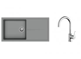 K-StrongSinks S3 zlew Labe 1000×500 mm granit szary + bateria Rhona chrom