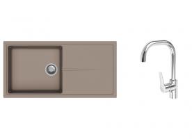 K-StrongSinks S3 zlew Labe 1000×500 mm granit beżowy + bateria Garonne chrom
