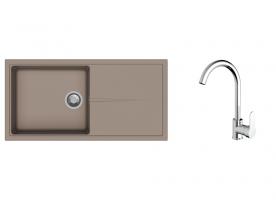 K-StrongSinks S3 zlew Labe 1000×500 mm granit beżowy + bateria Seina chrom