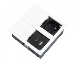 VersaHit Dual gniazdko elektryczne 1x 230V, FR, USB A/C 5V biały RAL9003