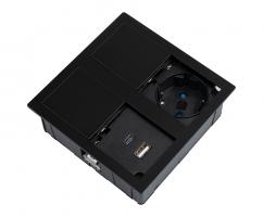 VersaFlap Mono 2.0 gniazdo elek. 2x 230V, FR, RJ45 USB A/C  aluminium anodowane