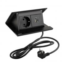 LEGRAND gniazdko PopUp, 1x 230V Schuko, USB A+C ładowarka, czarny matowy