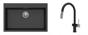K-StrongSinks S3 Set zlew Ipel 780x510mm granit czarny + Bateria Neris czarna