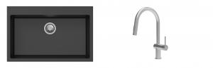 K-StrongSinks S3 Set zlew Ipel 780x510mm granit czarny + Bateria Neris nierdz.