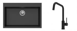 K-StrongSinks S3 Set zlew Ipel 780x510mm granit czarny + Bateria Arda czarna