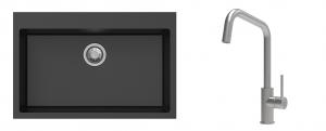 K-StrongSinks S3 Set zlew Ipel 780x510mm granit czarny + Bateria Arda nierdz.