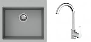 K-StrongSinks S3 Set zlew Ipel 560x510mm granit szary + Bateria Seina chrom