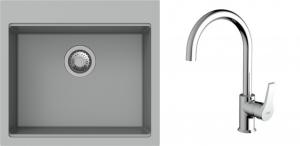 K-StrongSinks S3 Set zlew Ipel 560x510mm granit szary + Bateria Rhona chrom