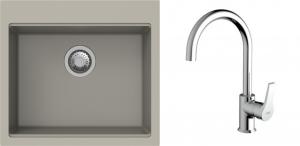 K-StrongSinks S3 Set zlew Ipel 560x510mm granit brąz + Bateria Rhona chrom
