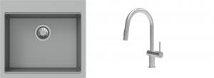 K-StrongSinks S3 Set zlew Ipel 560x510mm granit szary + Bateria Neris nierdz.