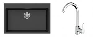 K-StrongSinks S3 Set zlew Ipel 780x510mm granit czarny + Bateria Seina chrom