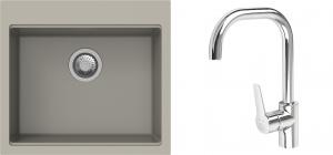 K-StrongSinks S3 Set zlew Ipel 560x510mm granit brąz + Bateria Garonne chrom
