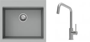 K-StrongSinks S3 Set zlew Ipel 560x510mm granit szary + Bateria Arda nierdz.