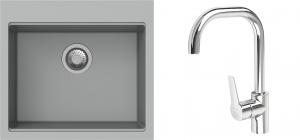 K-StrongSinks S3 Set zlew Ipel 560x510mm granit szary + Bateria Garonne chrom