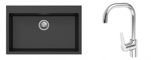 K-StrongSinks S3 Set zlew Ipel 780x510mm granit czarny + Bateria Garonne chrom