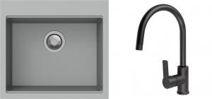 K-StrongSinks S3 Set zlew Ipel 560x510mm granit szary + Bateria Loira czarna