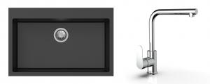 K-StrongSinks S3 Set zlew Ipel 780x510mm granit czarny + Bateria  Stréva chrom