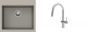 K-StrongSinks S3 Set zlew Ipel 560x510mm granit brąz + Bateria Neris nierdz.