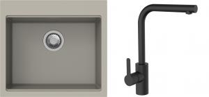 K-StrongSinks S3 Set zlew Ipel 560x510mm granit brąz + Bateria Ipoly czarna