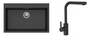 K-StrongSinks S3 Set zlew Ipel 780x510mm granit czarny + Bateria Ipoly czarna