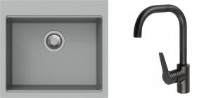 K-StrongSinks S3 Set zlew Ipel 560x510mm granit szary + Bateria Garonne czarna