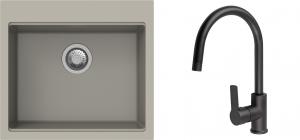 K-StrongSinks S3 Set zlew Ipel 560x510mm granit brąz + Bateria Loira czarna
