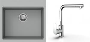 K-StrongSinks S3 Set zlew Ipel 560x510mm granit szary + Bateria  Stréva chrom