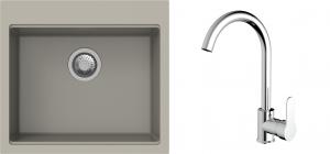 K-StrongSinks S3 Set zlew Ipel 560x510mm granit brąz + Bateria Seina chrom