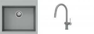 K-StrongSinks S3 Set zlew Ipel 560x510mm granit szary + Bateria Neris szara