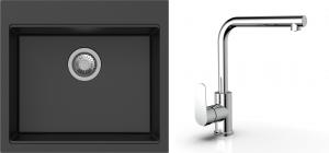 K-StrongSinks S3 Set zlew Ipel 560x510mm granit czarny + Bateria Stréva chrom